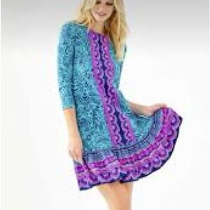 Lilly Pulitzer Ophelia Swing Dress Bermuda Blue Ocean Motion